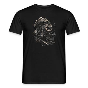 Steam locomotive Steam locomotive Eisebahner gift locomotive - Men's T-Shirt - black - Front - AI Model Male 178 light (178cm)