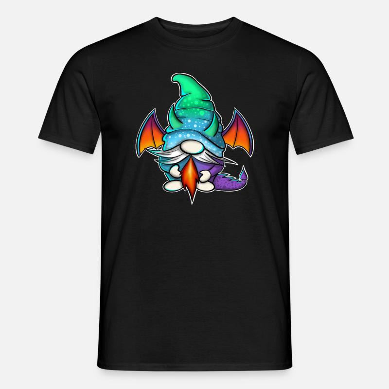 Gnome Gnomes Drache - Männer T-Shirt - Schwarz