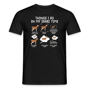 Drôles d’idées de chèvre 6 choses que je fais pendant mon temps libre go go - T-shirt homme - noir - Devant - AI Model Male 178 light (178cm)