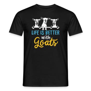 Goat Life is better with Goats - Cool Funny Goat L - Men's T-Shirt - black - Front - AI Model Male 178 light (178cm)