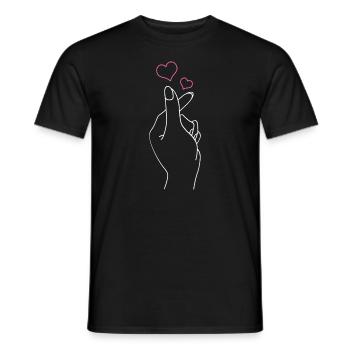 K-Pop Hand Symbol Heart K-Drama Korean Pop Music - Men's T-Shirt - black - Front - AI Model Male 178 light (178cm)
