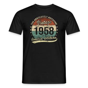 Awesome Since Vintage 1958 Retro Birthday Design - Men's T-Shirt - black - Front - AI Model Male 178 light (178cm)