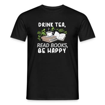 Tee trinken Bücher lesen Glücklich sein Abibliophobie Litera - Männer T-Shirt - Schwarz - Vorne - AI Model Male 178 light (178cm)