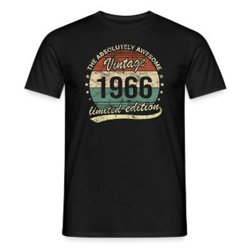 Awesome Since Vintage 1966 Retro Birthday Design - Men's T-Shirt - black - Front - AI Model Male 178 light (178cm)