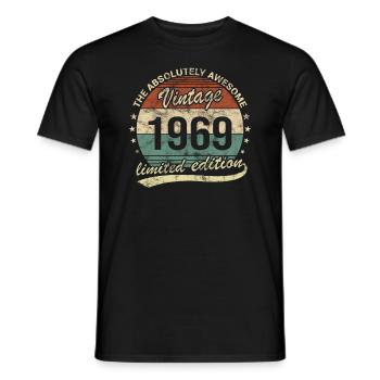 Awesome Since Vintage 1969 Retro Birthday Design - Men's T-Shirt - black - Front - AI Model Male 178 light (178cm)