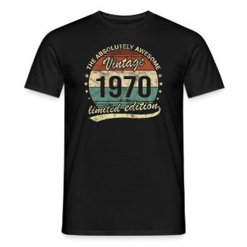 Awesome Since Vintage 1970 Retro Birthday Design - Men's T-Shirt - black - Front - AI Model Male 178 light (178cm)
