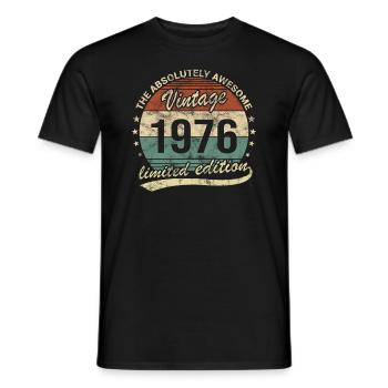 Awesome Since Vintage 1976 Retro Birthday Design - Men's T-Shirt - black - Front - AI Model Male 178 light (178cm)