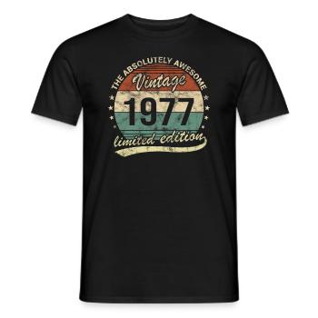 Awesome Since Vintage 1977 Retro Birthday Design - Men's T-Shirt - black - Front - AI Model Male 178 light (178cm)