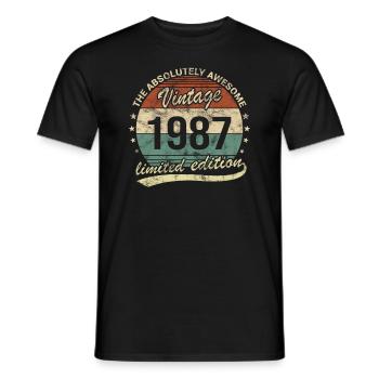 Awesome Since Vintage 1987 Retro Birthday Design - Men's T-Shirt - black - Front - AI Model Male 178 light (178cm)