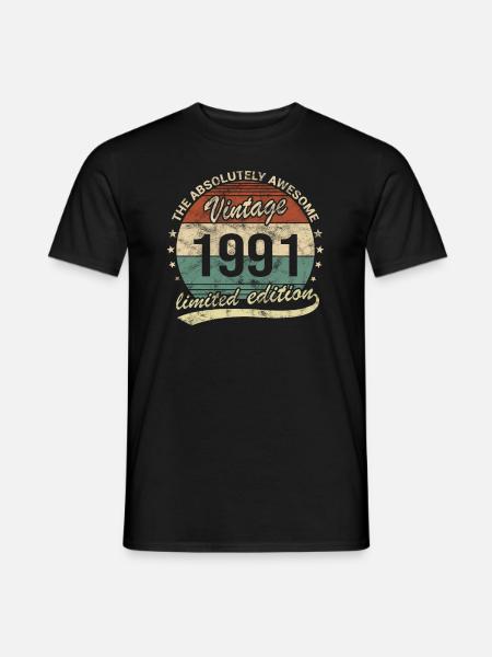 Awesome Since Vintage 1991 Retro Birthday Design - Men's T-Shirt - black