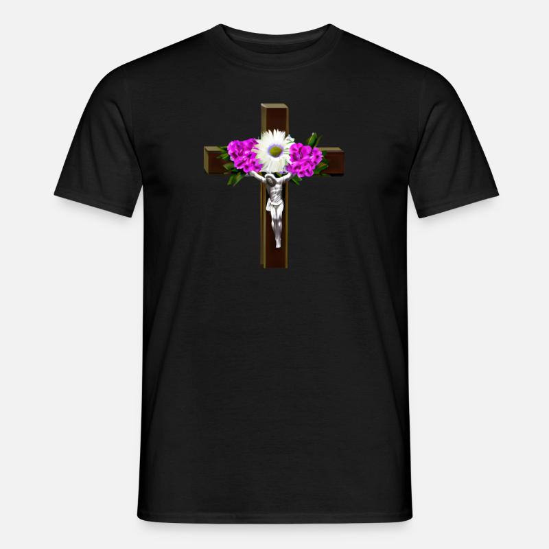 Fleurs de la Croix de Jésus - T-shirt homme - noir