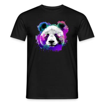 Colorful panda with splashes - Men's T-Shirt - black - Front - AI Model Male 178 light (178cm)