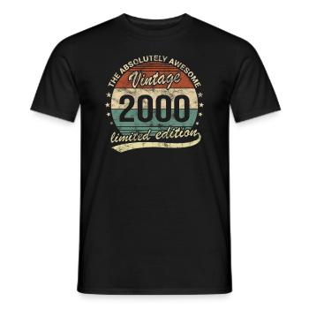 Awesome Since Vintage 2000 Retro Geburtstag Design - Männer T-Shirt - Schwarz - Vorne - AI Model Male 178 light (178cm)