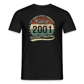 Awesome Since Vintage 2001 Retro Geburtstag Design - Männer T-Shirt - Schwarz - Vorne - AI Model Male 178 light (178cm)