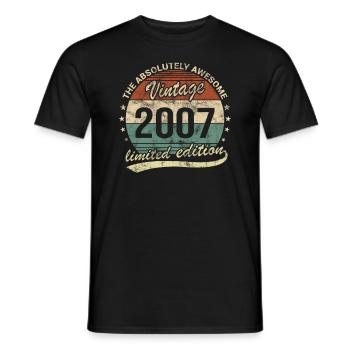 Génial depuis le design d’anniversaire rétro vintage 2007 - T-shirt homme - noir - Devant - AI Model Male 178 light (178cm)