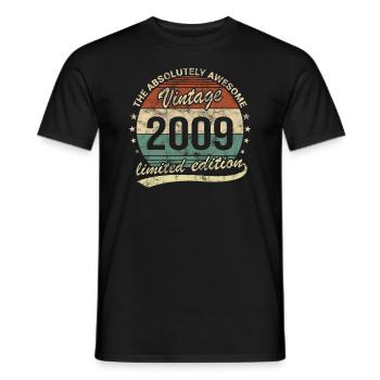 Awesome Since Vintage 2009 Retro Birthday Design - Men's T-Shirt - black - Front - AI Model Male 178 light (178cm)