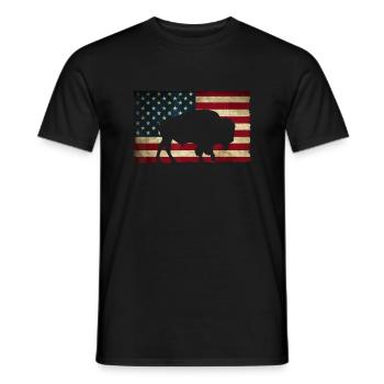 Retro Buffalo American Flag USA Idee Bison - Männer T-Shirt - Schwarz - Vorne - AI Model Male 178 light (178cm)