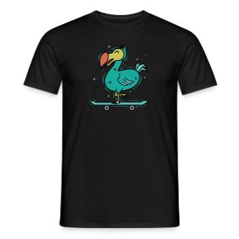 Dodo rides bird on a skateboard - Men's T-Shirt - black - Front - AI Model Male 178 light (178cm)