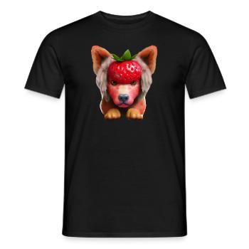 Chien fraise - T-shirt homme - noir - Devant - AI Model Male 178 light (178cm)