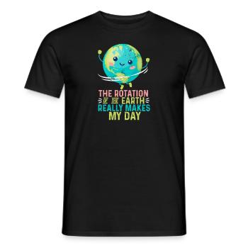 Earth's rotation really makes my day - Men's T-Shirt - black - Front - AI Model Male 178 light (178cm)