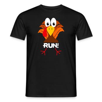 Turkey Costume Adult Running Face Turkey Trotsport - Men's T-Shirt - black - Front - AI Model Male 178 light (178cm)