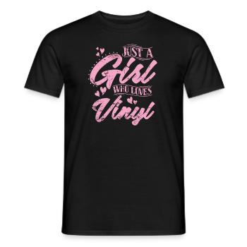 Juste une fille qui aime le disque vinyle - T-shirt homme - noir - Devant - AI Model Male 178 light (178cm)