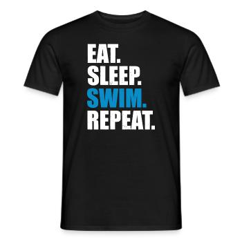 Essen Schlafen Schwimmen Wiederholung - Männer T-Shirt - Schwarz - Vorne - AI Model Male 178 light (178cm)