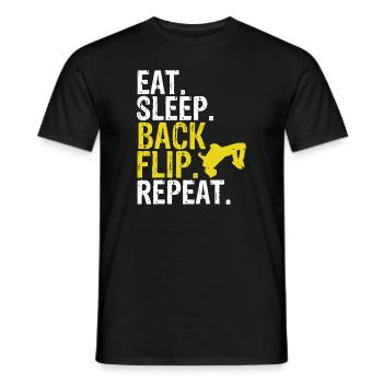 Eat Sleep Back Flip Repeat Acrobat Gymnastics Geschenk - Männer T-Shirt - Schwarz - Vorne - AI Model Male 178 light (178cm)