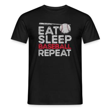 Eat Sleep Baseball Repeat Sport Lover Home Run Str - Men's T-Shirt - black - Front - AI Model Male 178 light (178cm)