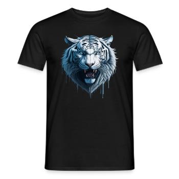 WILDES WHITE TIGER DESIGN - Männer T-Shirt - Schwarz - Vorne - AI Model Male 178 light (178cm)