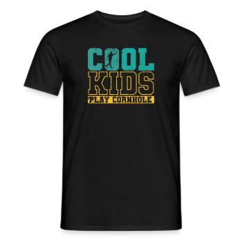 Cool Kids play Cornhole Leisure Hobby - Men's T-Shirt - black - Front - AI Model Male 178 light (178cm)