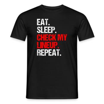 Mangez Sleep Vérifiez mon line-up Repeat, Fantasy Football - T-shirt homme - noir - Devant - AI Model Male 178 light (178cm)