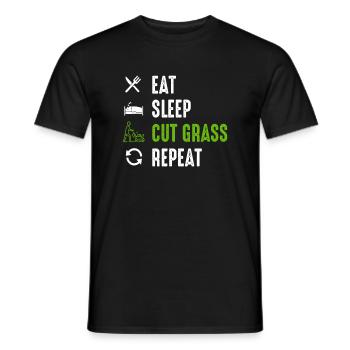 Eat Sleep Cut Gras - Landschaftsbau Outfit Geschenk - Männer T-Shirt - Schwarz - Vorne - AI Model Male 178 light (178cm)