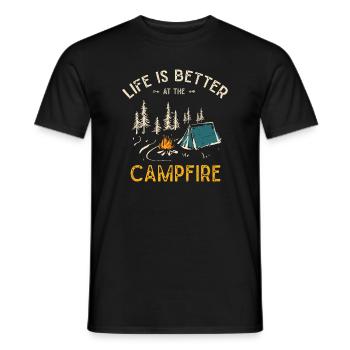 Das Leben ist besser am Lagerfeuer Funny Camper Camp - Männer T-Shirt - Schwarz - Vorne - AI Model Male 178 light (178cm)