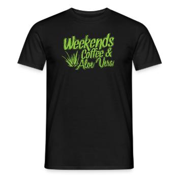 Weekends Coffee and Aloe Vera Plant - Men's T-Shirt - black - Front - AI Model Male 178 light (178cm)