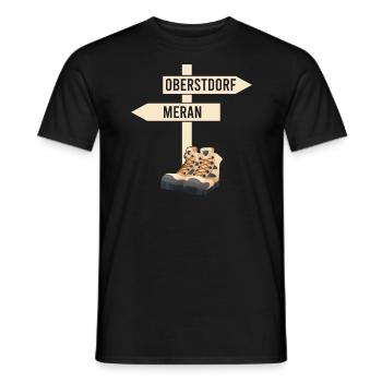 Crossing the Alps Oberstdorf Merano E5 long-distance hiking trail - Men's T-Shirt - black - Front - AI Model Male 178 light (178cm)