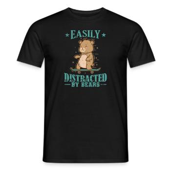 Facilement distrait par la forêt animale des ours - T-shirt homme - noir - Devant - AI Model Male 178 light (178cm)