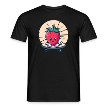 Strawberry skateboard in sunset - Men's T-Shirt - black - Front - AI Model Male 178 light (178cm)