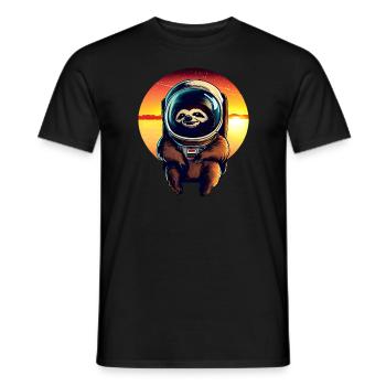 Plus paresseux dans l’espace au coucher du soleil - T-shirt homme - noir - Devant - AI Model Male 178 light (178cm)
