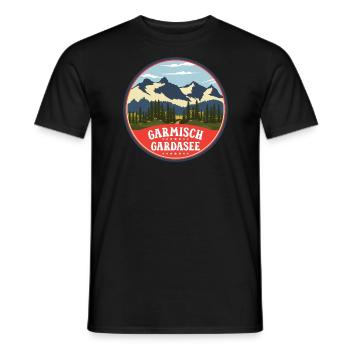 Crossing the Alps Garmisch Lake Garda - Men's T-Shirt - black - Front - AI Model Male 178 light (178cm)