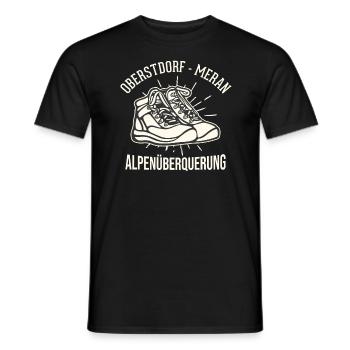 Crossing the Alps Oberstdorf Merano E5 long-distance hiking trail - Men's T-Shirt - black - Front - AI Model Male 178 light (178cm)