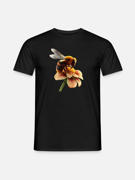 Bee on flower - Men's T-Shirt - black