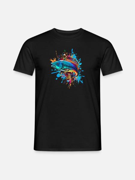 Farbenfroher Fisch - Männer T-Shirt - Schwarz