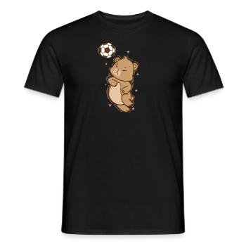 Bear Playing Soccer Forest Animal - Men's T-Shirt - black - Front - AI Model Male 178 light (178cm)