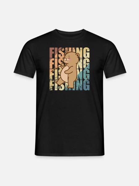 Bär geht Angeln Wald Tier - Männer T-Shirt - Schwarz