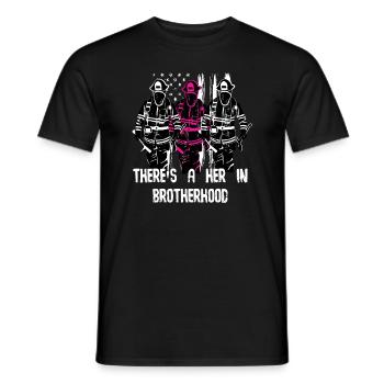 Promotion de la Fraternité des femmes pompières - T-shirt homme - noir - Devant - AI Model Male 178 light (178cm)