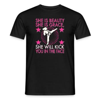 Karate Taekwondo Girl Women Karate Kicktaekwondo c - Men's T-Shirt - black - Front - AI Model Male 178 light (178cm)