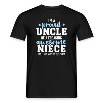 Stolzer Onkel einer tollen Nichte, sie hat mir dieses Geschenk gemacht - Männer T-Shirt - Schwarz - Vorne - AI Model Male 178 light (178cm)