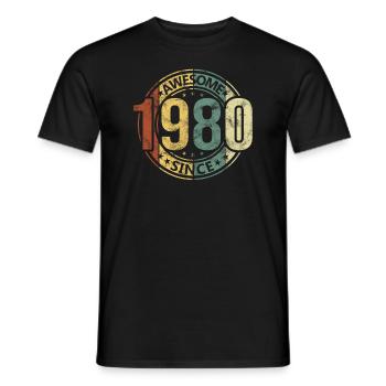 Awesome Since 1980 Retro Vintage Geburtstag - Männer T-Shirt - Schwarz - Vorne - AI Model Male 178 light (178cm)