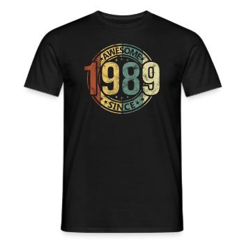 Génial depuis 1989 Retro Vintage Birthday - T-shirt homme - noir - Devant - AI Model Male 178 light (178cm)
